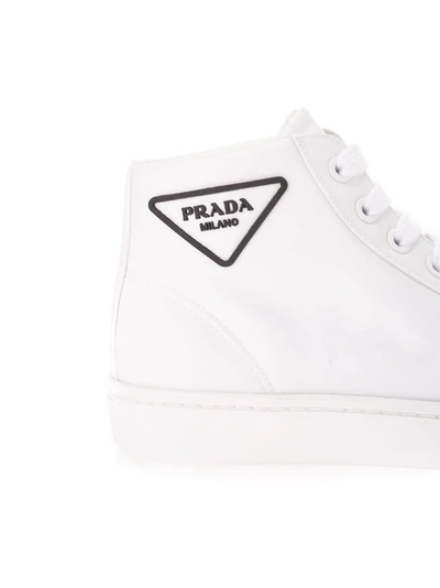 Shop Prada Men's White Polyamide Hi Top Sneakers