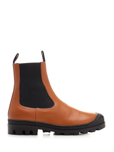 Shop Loewe Men's Brown Leather Ankle Boots