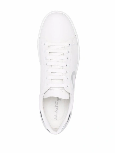 Shop Ferragamo Salvatore  Men's White Leather Sneakers