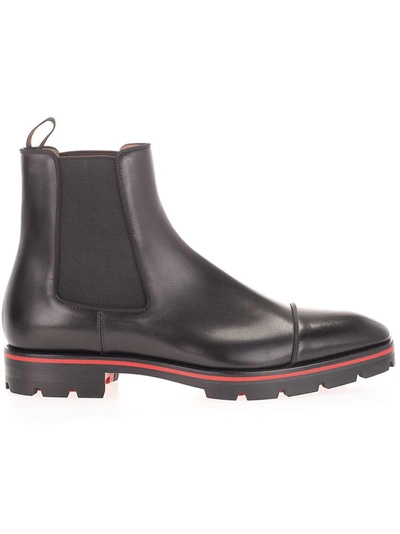 Shop Christian Louboutin Men's Black Leather Ankle Boots
