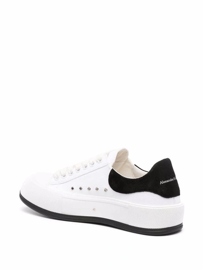 Shop Alexander Mcqueen Men's White Cotton Sneakers