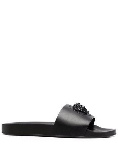 Shop Versace Men's Black Leather Sandals