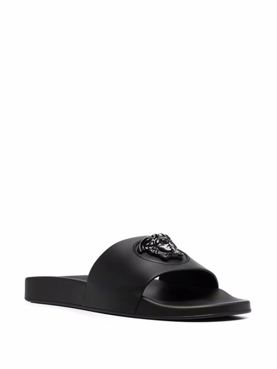 Shop Versace Men's Black Leather Sandals