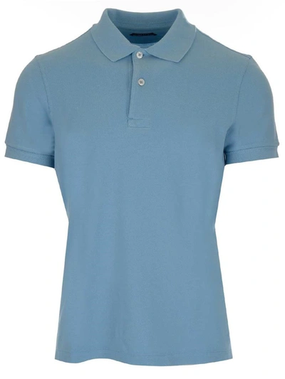 Shop Tom Ford Men's Light Blue Cotton Polo Shirt