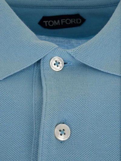 Shop Tom Ford Men's Light Blue Cotton Polo Shirt
