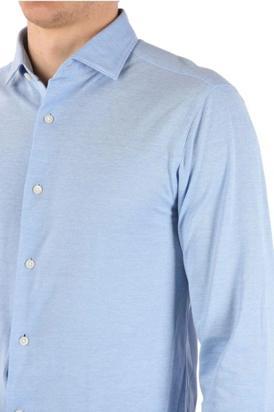 Shop Ermenegildo Zegna Men's Light Blue Cotton Shirt