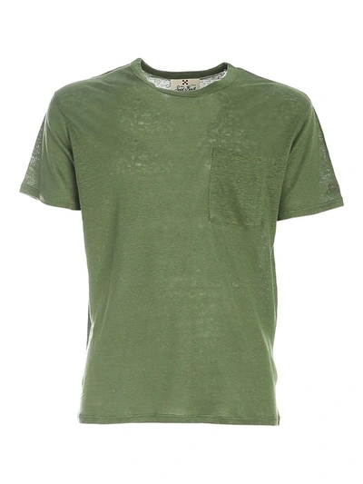 Shop Mc2 Saint Barth Men's Green Linen T-shirt