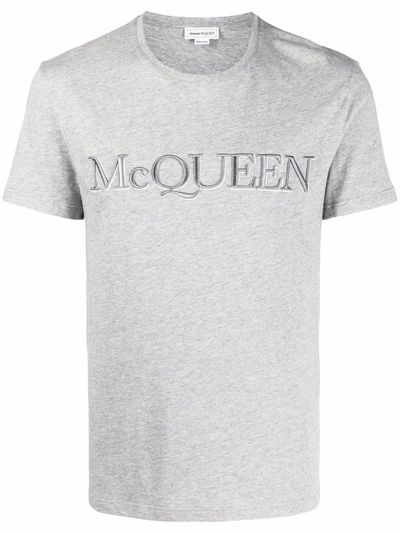 Shop Alexander Mcqueen Men's Grey Cotton T-shirt