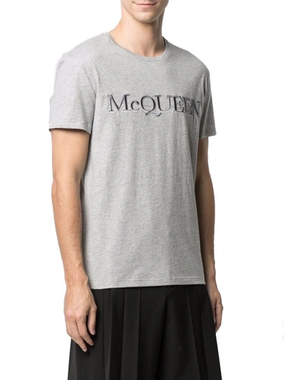 Shop Alexander Mcqueen Men's Grey Cotton T-shirt