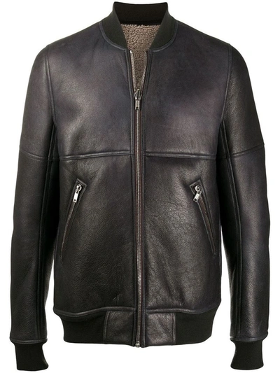 Shop Rick Owens Men's Black Leather Outerwear Jacket