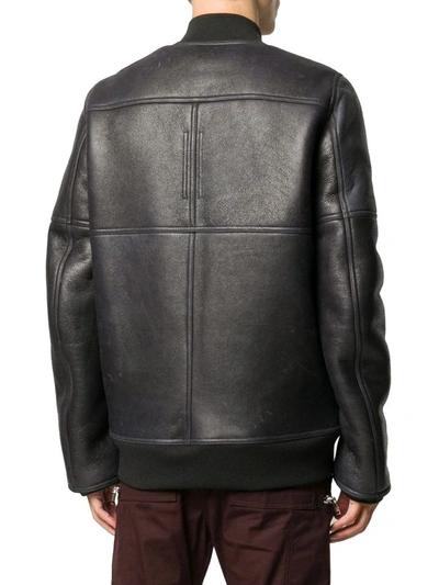 Shop Rick Owens Men's Black Leather Outerwear Jacket