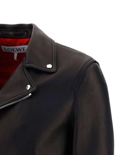 Shop Loewe Men's Black Leather Outerwear Jacket