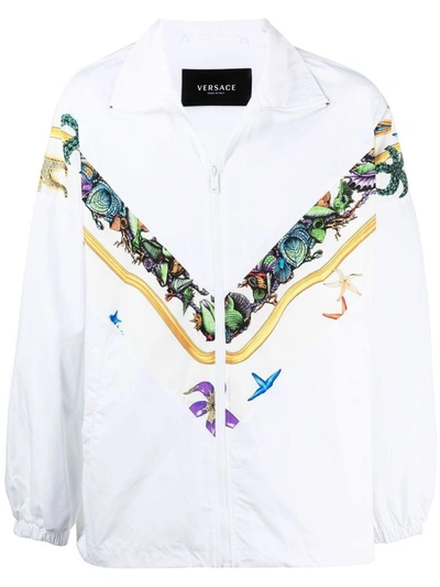 Shop Versace Men's White Polyester Outerwear Jacket