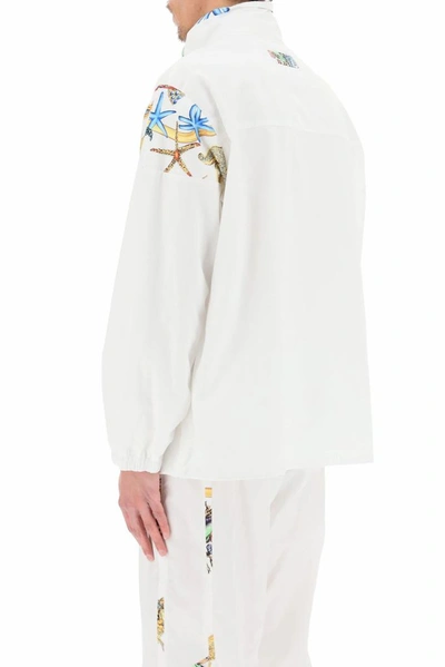 Shop Versace Men's White Polyester Outerwear Jacket