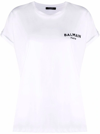 Shop Balmain Women's White Cotton T-shirt