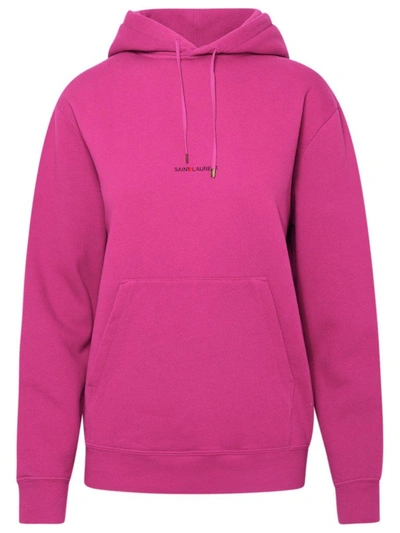 Shop Saint Laurent Women's Fuchsia Cotton Sweatshirt