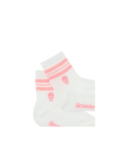 Shop Alexander Mcqueen Women's White Cotton Socks