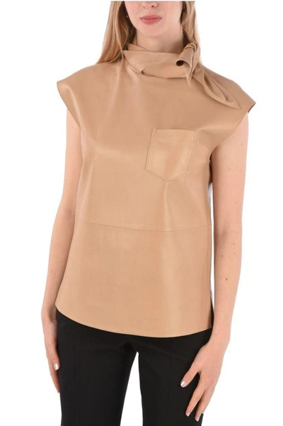 Shop Givenchy Women's Beige Leather Top