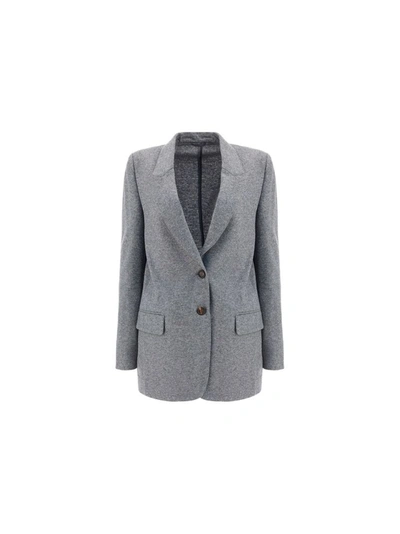 Shop Brunello Cucinelli Women's Grey Cashmere Blazer