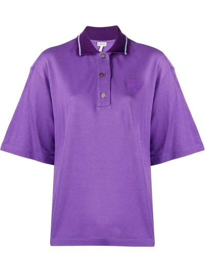 Shop Loewe Women's Purple Cotton Polo Shirt