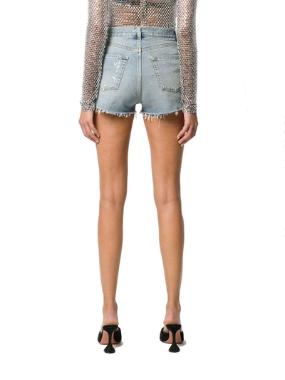 Shop Saint Laurent Women's Blue Cotton Shorts
