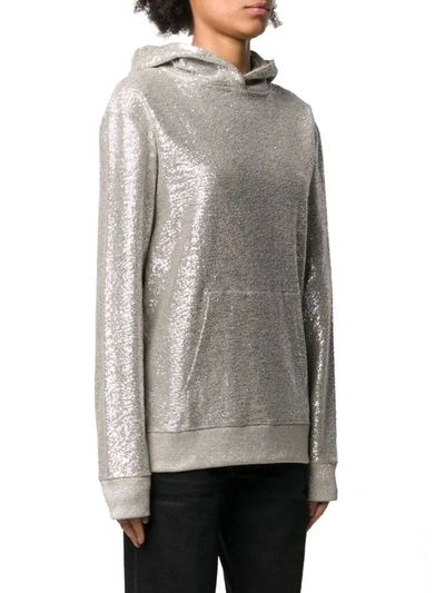 Shop Saint Laurent Women's Silver Cotton Sweatshirt