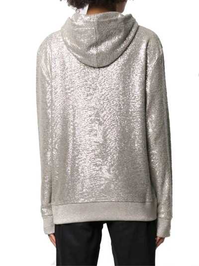 Shop Saint Laurent Women's Silver Cotton Sweatshirt