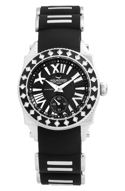 Shop Aquaswiss Swissport L 24 Diamond Watch In Black