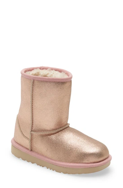 Shop Ugg (r) Classic Short Ii Water Resistant Genuine Shearling Boot In Rose Gold Metallic Glitter