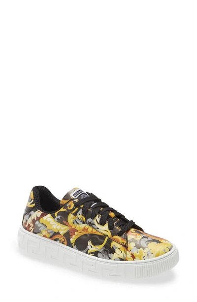 Versace Greca Baroccoflage-print Sneakers In Black