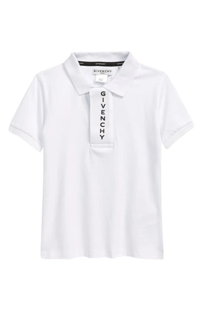 Shop Givenchy ' Logo Stretch Cotton Piqué Polo In 10b White