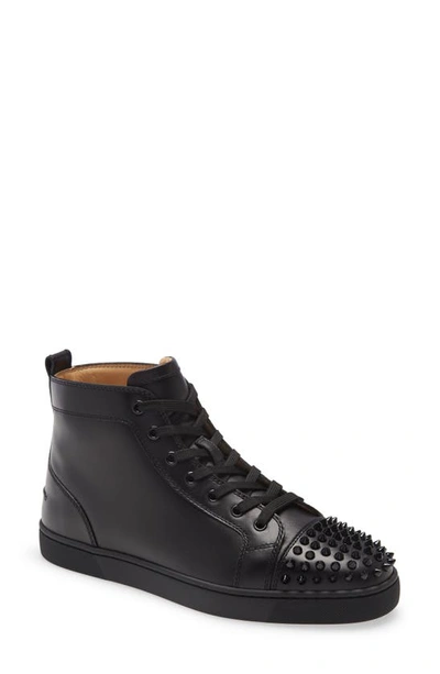 Christian Louboutin Men's Lou Spikes High-top Sneakers In Black