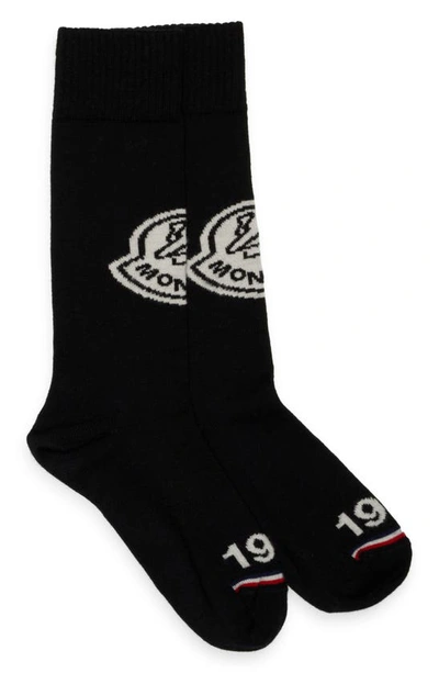 Shop Moncler Logo Wool Socks In Black