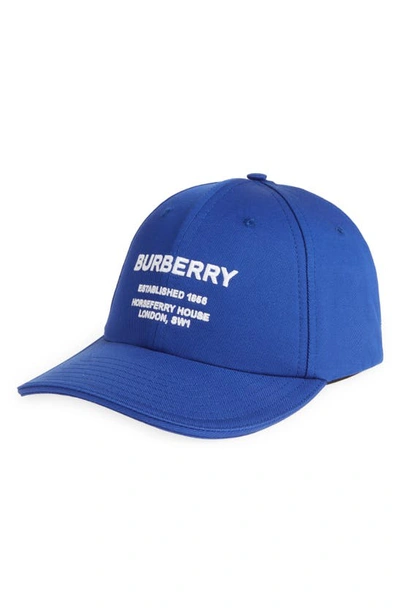 Shop Burberry Horseferry Logo Embroidered Baseball Cap In Oceanic Blue