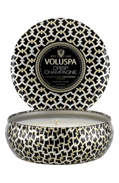 Shop Voluspa Three-wick Tin Candle In Crisp Champagne