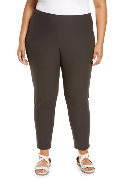 Shop Eileen Fisher Stretch Crepe Ankle Pants In Espresso
