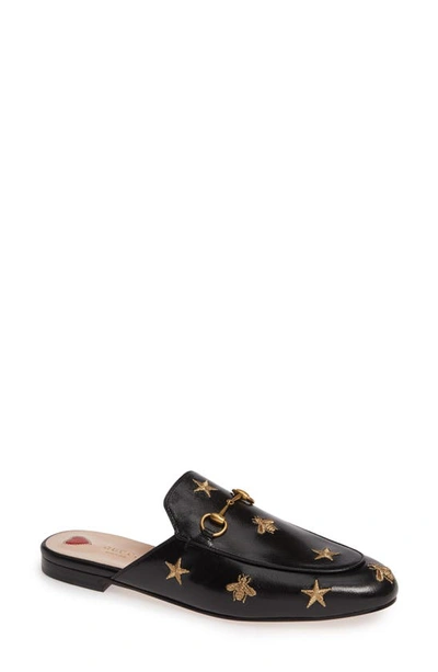 Gucci Princetown Horsebit-detailed Embroidered Leather Slippers In Black |  ModeSens