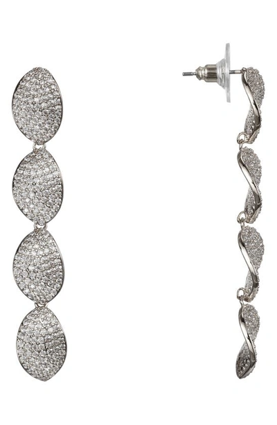Shop Nina Linear Petal Drop Earrings In Rhodium/ White Cz