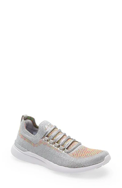 Shop Apl Athletic Propulsion Labs Techloom Breeze Knit Running Shoe In Silver / Multi / White