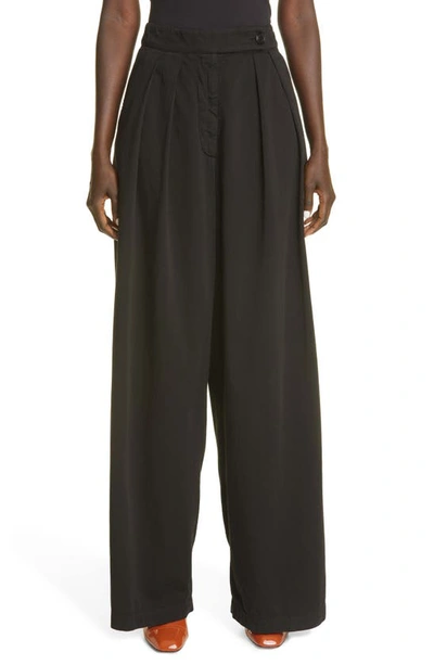 Pamplona Black Wide-leg Cotton Trousers In Khaki