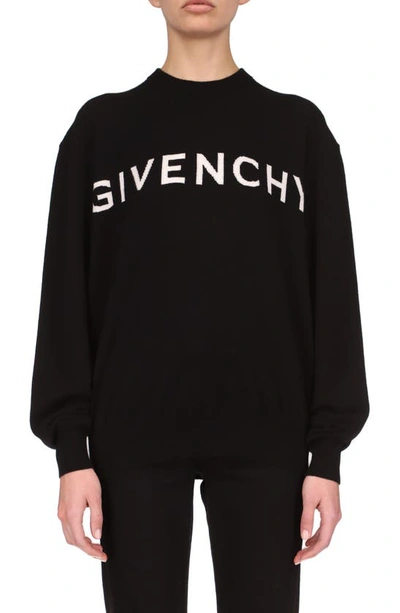 Shop Givenchy Logo Jacquard Cashmere Sweater In Black White