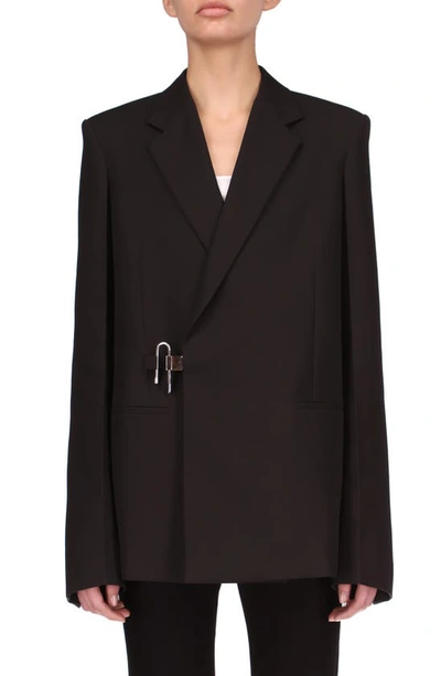 Shop Givenchy Padlock Oversize Wool Blazer In Black