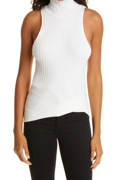 Shop Ramy Brook Karla Mixed Ribbing Racerback Pullover In Ivory