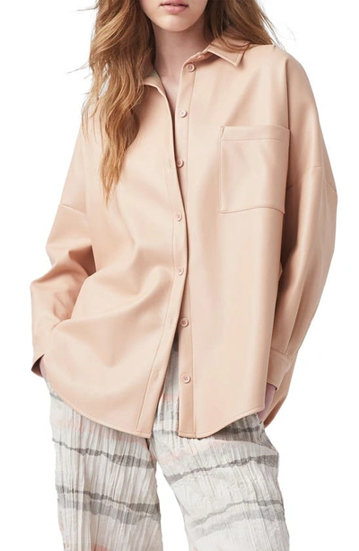 Shop French Connection Crolenda Faux Leather Shirt In Clay Nude