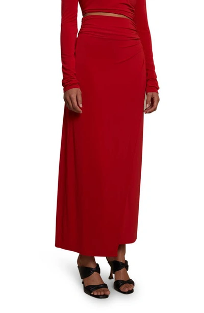 Shop A.l.c Skylar Ruched Maxi Skirt In Pompeian Red