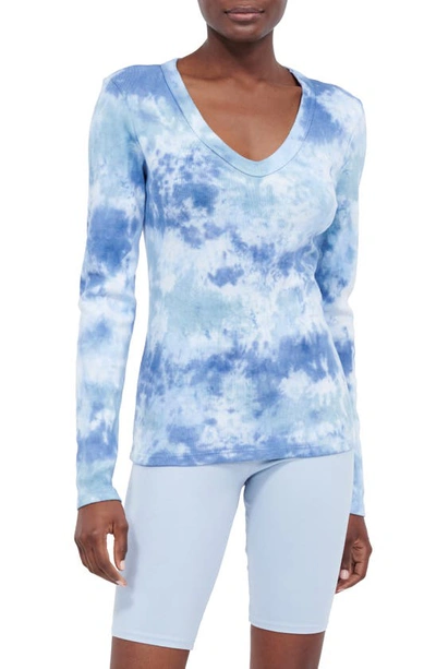 Shop Michael Stars Layla V-neck Cotton Top In Cloud Combo