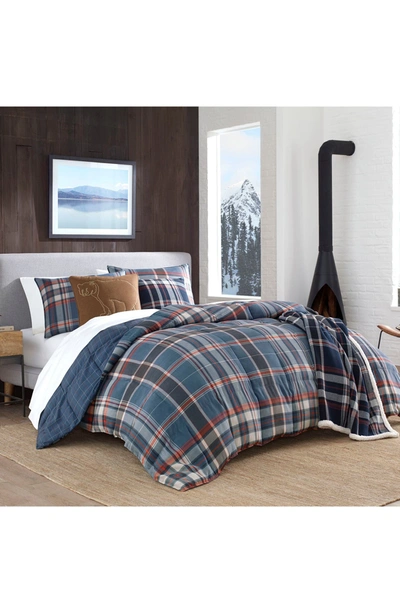 Eddie Bauer Shasta Lake Navy Micro Suede Comforter Set In Navy