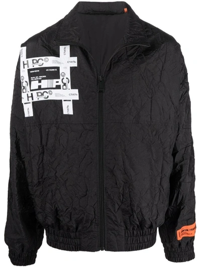 Shop Heron Preston Tyvek Crinkled Windbreaker Jacket Black
