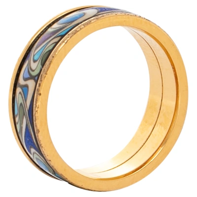 Pre-owned Frey Wille Gold Plated Hommage &agrave; Alphonse Mucha Band Ring Size Eu 50 In Multicolor