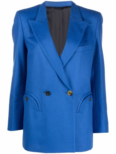 Shop Blazé Milano Blue Palmira Everynight Double-breasted Blazer Jacket